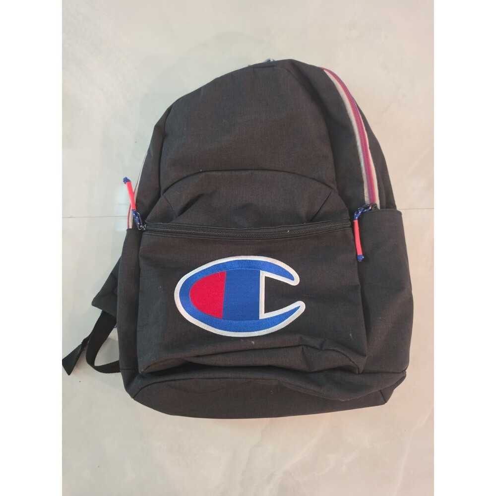 Champion Black Hesther With Applique Logo Laptop Backpack Large Multi Zip Comp
